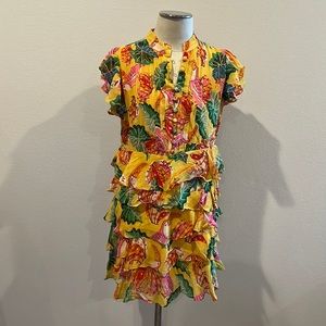 Farm Rio Yellow Beaks and Bananas Mini Dress
